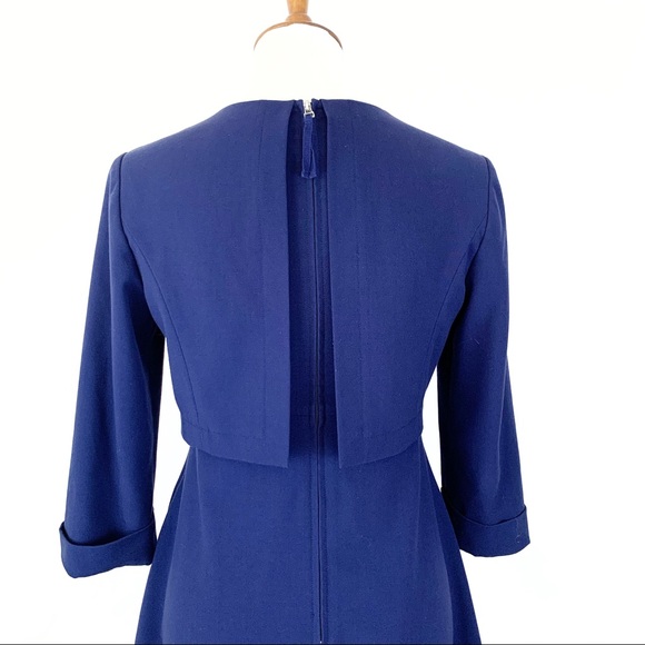 Weekend Rumere A-line Overlay Midi Dress 38 US Size 4 Navy 3/4 Sleeve - Picture 5 of 9
